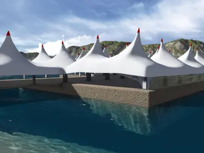 MARQUEE building with tents 3D model