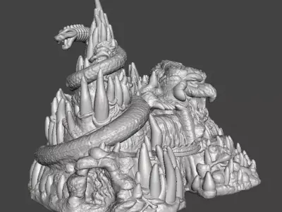 6MM SCALE SNAKE MOUNTAIN MINIATURE MODEL FANTASY OR SCIFI GAMES 3D print model
