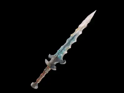 Flint Dagger With Full Of Artistic Sculpted Stone 3d Model 3D model