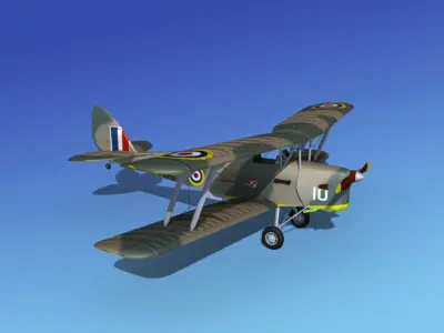 Dehavilland DH82 Tiger Moth V04 3D model