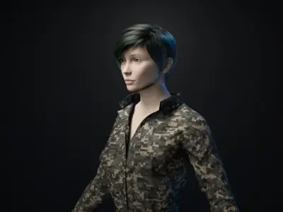 Girl - Game Ready woman in camouflage uniform Low-poly 3D model