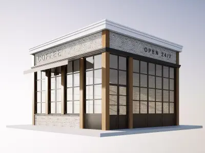 coffee shop Low-poly 3D model