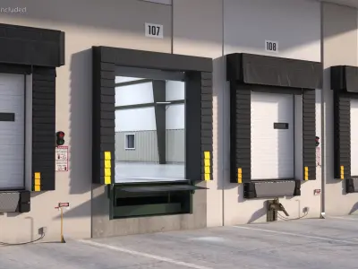 Retractable Truck Dock Shelter with Rolling Door Rigged for Cinema 4D 3D model