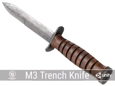 PBR American M3 Trench Knife Low-poly 3D model