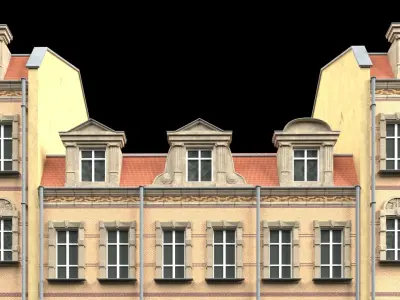 Modular Historicism tenement house Low-poly 3D model