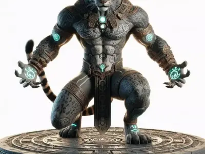 Jaguar Warrior STL DnD Tabletop Miniature 3D Print Model 3D print model