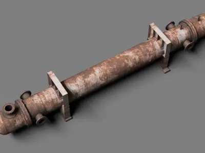 Industrial gas heat exchanger Low-poly 3D model