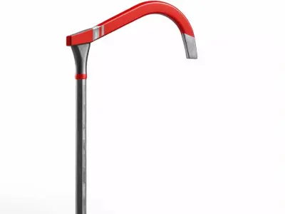 Bent Metal Crowbar with Red Handle 3D model