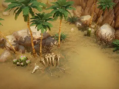 Top-Down desert Low-poly 3D model