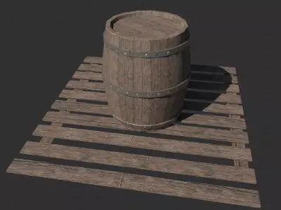 wooden barell free  Free low-poly 3D model