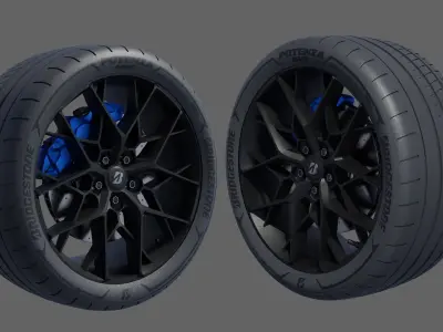 3d Wheel Model of Bridgestone Potenza Race Low-poly 3D model