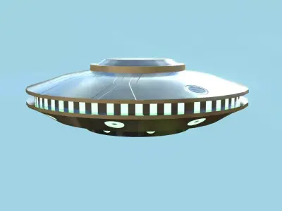 Spaceship UFO A3 - Chrome - Alien SciFi Vehicle Low-poly 3D model