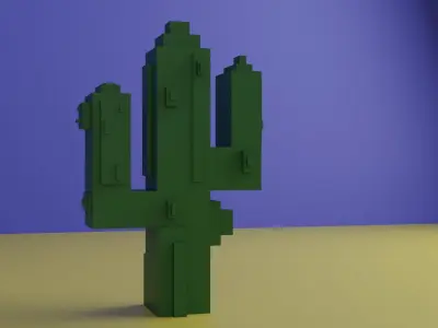 Google dinosaur 3d plus cactus Low-poly 3D model