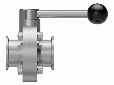 Manual Butterfly Valves - DIN Tri-clamp Connections - 3D model