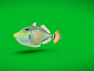 Orangestripe Triggerfish Low-poly 3D model