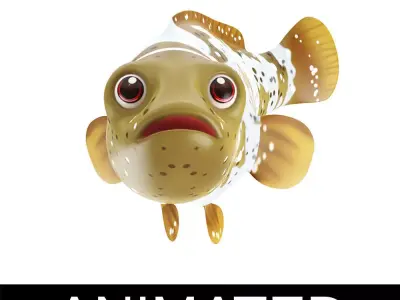 Malabar Grouper Animated Fish  Low-poly 3D model