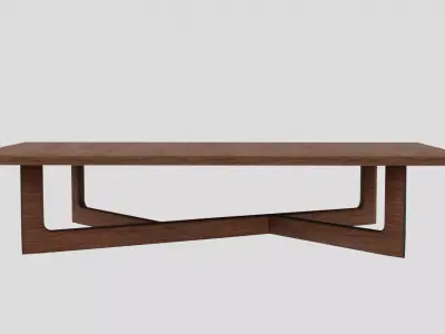 Table modern coffee with wooden legs Free low-poly 3D model