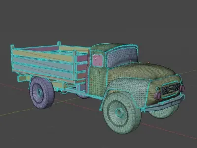 Zil-130 old rusty truck in grass Free 3D model