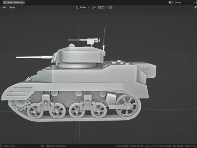 M5A1 Stuart Tank Base Mesh Low-poly 3D model