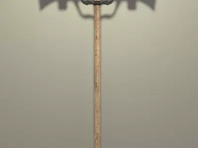 Trident Low-Poly metal pole with two sticks Low-poly 3D model