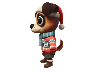 Buddy the Festive Pup Low-poly 3D model