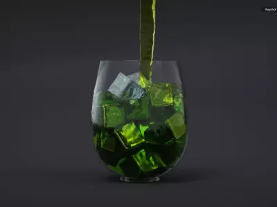 Realistic Juice In Glass 3D model