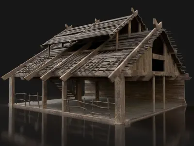 Forge Smithy Workshop Blacksmith Norseman Village Next Gen AAA Free low-poly 3D model