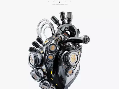 Black robotic heart II 3D model