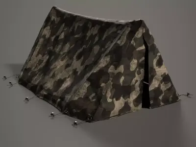 Army Tent Low-poly 3D model