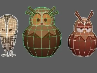 Wooden owls 3D model