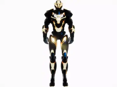 Black Gold Sci Fi Mech Suit 3D model