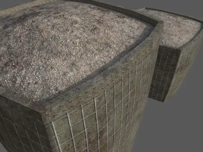 Military Hesco Barriers Low-poly 3D model