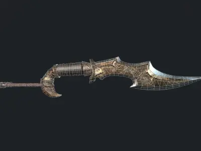Sword with two claws Low-poly 3D model