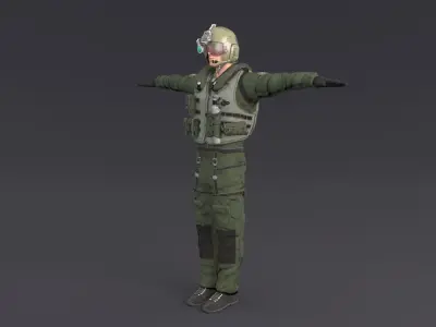 Pilot Rigged Low-poly 3D model