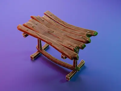 Stylized Table or Seat Low-poly 3D model