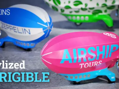 Stylized Dirigible Toy Low-poly 3D model