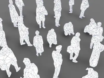 Lowpoly People - 28 unique characters Low-poly 3D model