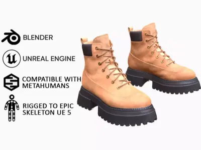 Boots 71 - All MH Bodies and UE5 Skeletons - Rigged Low-poly 3D model