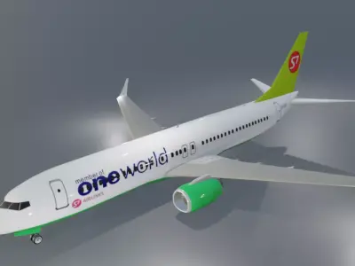 S7 Airlines Boeing 737-800 low poly 3D model  Low-poly 3D model