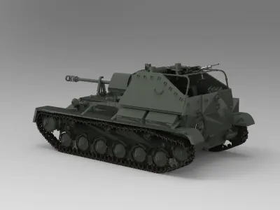 Self-propelled gun SU-76 3D model