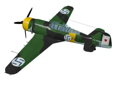 fokker D-XXI Finnish Air Force  3D model