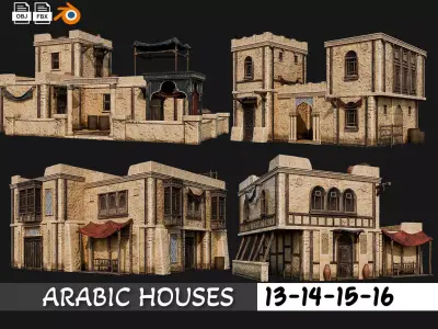 13-16 - Arabic Houses 4K Low-poly 3D model