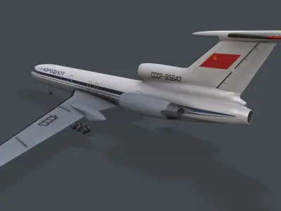 Tupolev Tu-154 USSR With LODs Low-poly 3D model