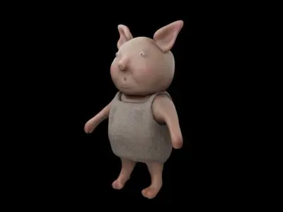 A creepy pig character 3D model
