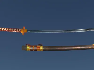 Golden Shinobi Katana Low-poly 3D model