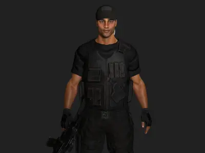 AAA 3D REALISTIC AFRICAN MALE CHARACTER-ARMY MILITARY ACTION WAR Low-poly 3D model