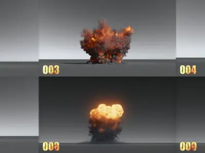 100 Model 3D Fire Smoke Explosions Clouds Collection 3D model