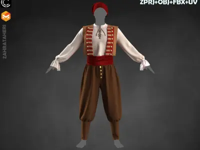 MENS PIRATE OUTFIT 3D model
