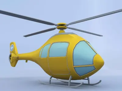Cartoon Helicopter Low-poly 3D model