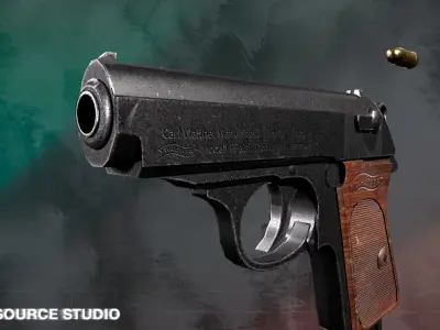 Walther PPK LowPoly Gameready by SoutSource Studio Low-poly 3D model